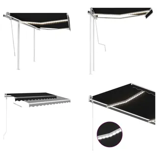 vidaXL Markise Manuell Einziehbar mit LED 3x2,5 m Anthrazit - Markise - Markisen - Sonnendach - Sonnendächer - Grau