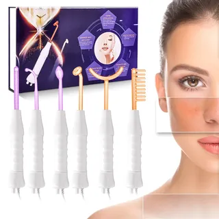 TwoWin Hochfrequenz Gerat mit 6 Neon und Argon Stab zum Akne-Behandlung Hautstraffung Reduzierung von Fleckenfalten mit 60 Stk. Mullmasken