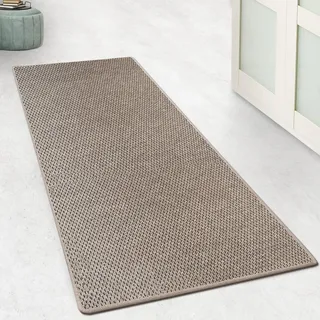 Floordirekt Küchenteppich Läufer 200x100cm für Küche, Flur, Schlaffzimmer & Wohnzimmer Bettvorleger rutschfest & waschbar in Sisal Optik - Flurteppich - Teppichläufer Meterware nach Maß Taupe Kalkutta