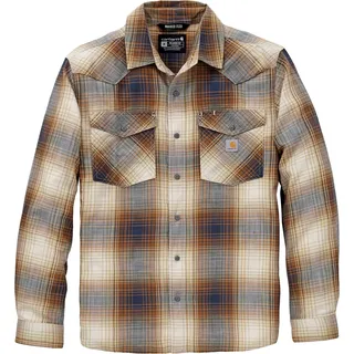 Carhartt Montana Rugged Flex Snap Front, Hemd - Beige/Grau/Orange (A58) - L