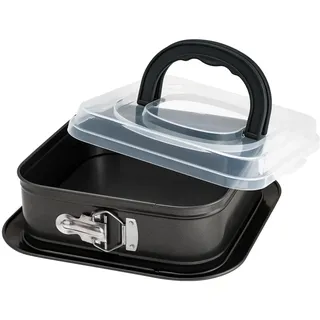 webake Eckige Springform Quadratische Backform 24 x 24 cm Mit Deckel, Tortenform Eckig Kuchenform Antihaftbeschichtet Quadratische Kohlenstoffstahl Backform, 1 Stück