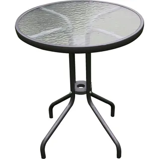 Bistrotisch Balkontisch Gartentisch Anthrazit Glas/Metall Ø60 H70cm - Grau