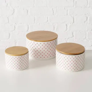 Keramikbehälter mit Bambusdeckel LILLY, 3er-Set