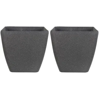 Beliani Blumentopf 2er-Set dunkelgrau quadratisch 49/49/49 cm Zeli , Stein , 49 cm , Dekoration, Blumen & Blumentöpfe, Übertöpfe