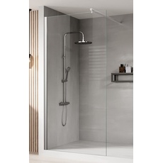 Badplaats B.V. Duschwand Florida 50 x 200cm Glas Duschabtrennung Chrom - Walk-In Dusche Nano Duschtrennwand