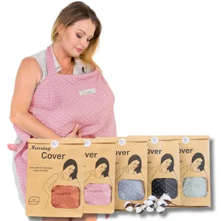 Bisoo Stilltuch für Unterwegs - Still Einstellbar Schal 100% Musselin, Atmungsaktiv, Multifunktional mit Aufbewahrungstasche - Rose