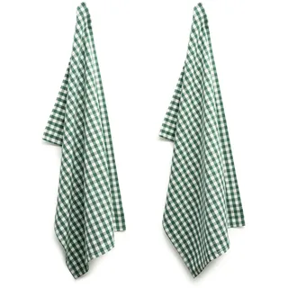 FILU Geschirrhandtücher 8er Pack Dunkelgrün/Weiß kariert (Farbe und Design wählbar) 45 x 70 cm - hochwertige Küchenhandtücher/Geschirrtücher aus 100% Baumwolle