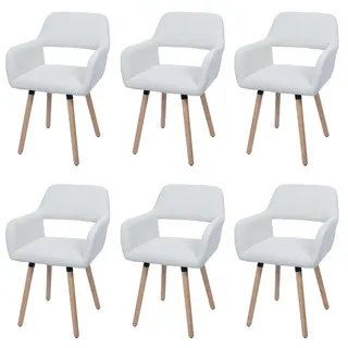 Mendler Esszimmerstuhl HWC-A50 II Cord creme-weiß 6er Set