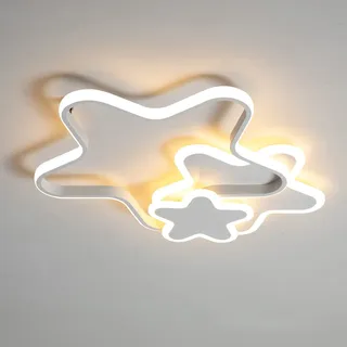 Schindora LED-Deckenleuchte, 50 cm, 30 W, dimmbar, Kinderzimmerlampe mit Fernbedienung, natürliche Sternenelemente, Deckenleuchten für Kinderzimmer und Wohnzimmer ...