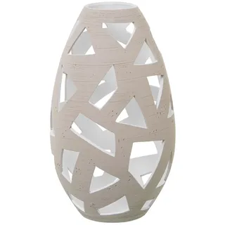 Alexandra House Living Ecru Vase, Keramik, gestreift, 27 x 29 x 47 cm