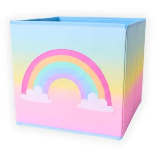 TE-Trend Regenbogen Motiv Regal Aufbewahrungsbox Kinder Kinderzimmer Faltbox Aufbewahrungskorb bestickt als Spielzeugkiste für Mädchenzimmer mehrfarbig