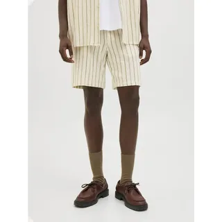 JACK & JONES Shorts JACK & JONES "JPSTJAIDEN COBA STRIPE JOG SHORT SRT SN", Damen, Gr. XS, N-Gr, beige (cedar), Web, Obermaterial: 100% Baumwolle, gestreift, relaxed fit kniefrei, Hosen Shorts