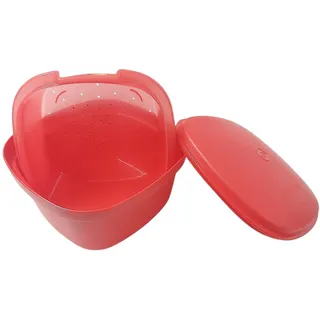 Tupperware Kleiner Super Servierstar 2,8 Liter Rot/Transparent – Thermo-Duo mit Sieb – Servierschüssel zum Warm- & Kalthalten – Küchenhelfer mit Siebeinsatz BPA-frei