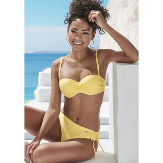 Bandeau-Bikini-Top VENICE BEACH "Lucky", Damen, Gr. 32, Cup A, gelb, Recycling-Polyamid, Strukturmuster, Bikini-Oberteile Bandeau-Bikini-Top, aus gerippter Strukturware
