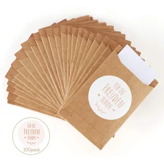 ABSOFINE 100 STK Mini Geschenktüten Freudentränen Geschenktüten Papiertüten Tüten Geschenk-Verpackung für Hochzeit Taschentücher Schmuck (Kraftpapier)