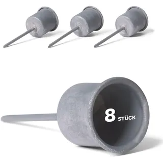 Novaliv 8X Stabkerzenhalter grau I Kerzenpick 7,1 x Ø 2,8 cm Kerzenstecker für Adventskranzdekoration I Kerzenspieß Kerzenleuchter I Dekoration Weihnachten