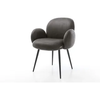 Esszimmerstuhl Nube-Flex mit Armlehnen Mikrofaser Anthrazit Vintage 4-Fuß konisch Schwarz Taschenfederkern