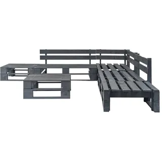 vidaXL 6-tlg. Garten-Sofagarnitur aus Paletten Holz Grau - Grau