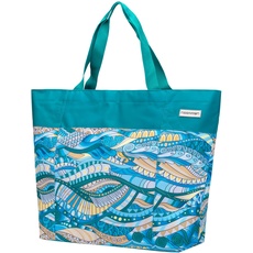 anndora XXL Shopper OCEAN - Strandtasche 40 Liter Schultertasche Einkaufstasche türkis gemustert