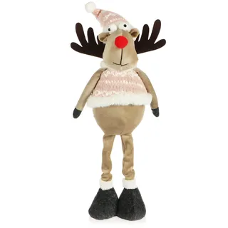COM-FOUR com-four® Premium Weihnachts-Rentier - winterliche Elch-Figur als Dekoaufsteller - niedliche Weihnachtsdeko als Raumschmuck - freistehende Figur auf Stelzenbeinen - schwedischer Dekoartikel