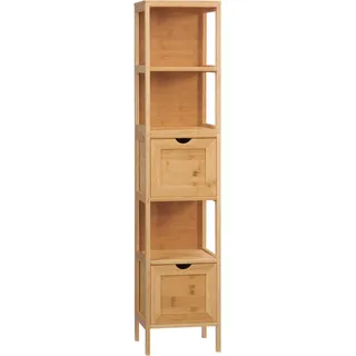 Kleankin Badezimmerschrank, Badschrank aus Bambus, Aufbewahrungsschrank, 30 x 30 x 140 cm , Holz , 30x140x30 cm , Badezimmer, Badmöbel, Midischränke