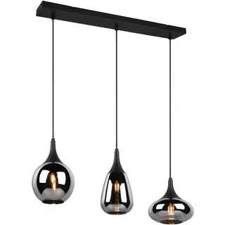 Trio Lumina 3-flg. 19,5 cm schwarz Chrom, Glas, Metall