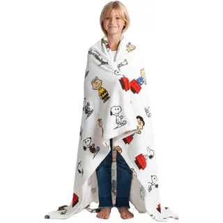 Kanguru Snoopy Decke aus weichem Fleece Weiche und warme Mikrofaser, Weihnachten oder für eine bequeme Entspannungscouch, TV-Plaid-Erdnüsse, 100% Polyester, weiß, Einheitsgröße