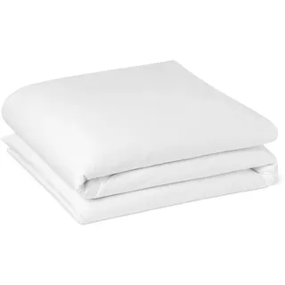 Amazon Basics Deluxe Bettbezug, 100% Baumwolle Satin 400TC, Superweich mit Druckknöpfen, 220 x 240 cm, Weiß