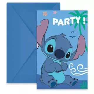 Stitch: Partyeinladung mit Umschlag - 6 Stück