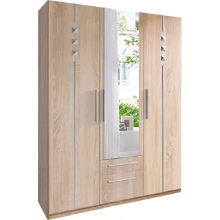 priess Kleiderschrank, 1-bis 5-türig, mit silberfarbigen Applikationen, braun