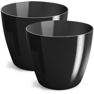 PECZEKO Blumentopf glänzender, Pflanzkübel aus Übertopf Kunststoff Dekorativer Topf für, groß und klein Pflanzen, 2er-Set blumenkübel, blumenkübel kräutertopf, (2 Pack) Schwarz, ø 9.5 cm