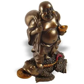 Lachineuse - Feng Shui lachende Buddha-Statue - 13 cm bronzefarben - Zen und Glücksdekoration - Chinesisches Dekoobjekt für den Innenbereich - Geschenkidee China Asien Viel Glück