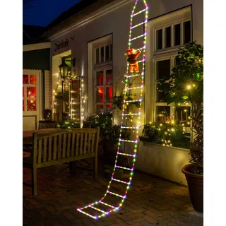 Geemoo LED Weihnachtsmann Leiter Lichterkette - 3 Meter LED Weihnachtsbeleuchtung Strombetrieben mit Timer, Speicherfunktion, 8 Modi, für Innen Außen Weihnachtsbaum Fenster Weihnachten Deko (Bunt)