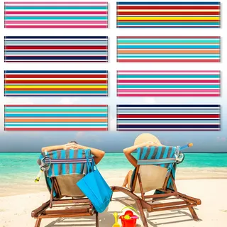 Boao Handtuchbänder für Strandkörbe, Kreuzfahrt-Handtuch-Clips für Lounge, Strand, Pool, Stühle, Handtuchriemenhalter, elastisch, Winddicht, Strandzubehör für den Sommer, gestreift, 8 Stück