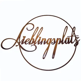 Rostschild Lieblingsplatz im Ring in Rostoptik Türkranz Metall 33cm x 24cm zum Hängen Schriftzug Rostdeko