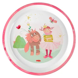 HABA Kinderteller Prinzessin & Pferd – Praktischer Melamin-Teller mit rosa Kindermotiv – Rutschfest – Spülmaschinengeeignet – Ab 12 Monaten – 2012441004