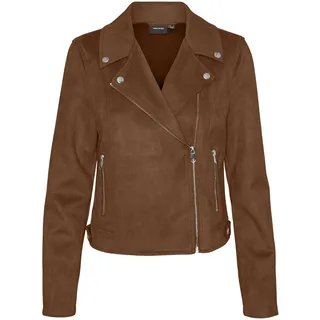 VERO MODA Damen Vmjose Short Faux Suede Jacket Noos, Cognac, S EU