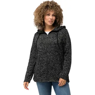 Ulla Popken Damen große Größen Übergrößen Plus Size Strickfleece-Jacke, Kapuze, Reißverschlusstaschen