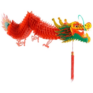 VALICLUD Chinesische Rote Drachen Laternen Papierlaterne Neujahr Dekoration Hängende Laternen Kunststoff Lampions Girlande für 2022 Chinesisches Neujahr Frühlingsfest Silvester Feng Shui Deko 1. 5M