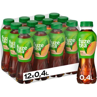 Fuze Tea Schwarzer Tee Pfirsich - außergewöhnliche Fusion aus Schwarztee und fruchtigem Pfirsich-Geschmack - Tee aus nachhaltigem Anbau - Einweg Flaschen (12 x 400 ml)