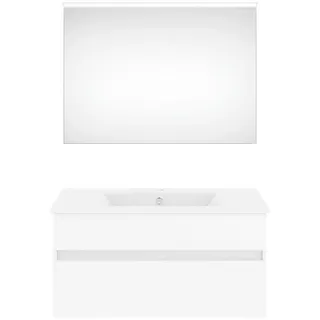 Puris Badezimmer , Weiß Hochglanz , Holzwerkstoff , 2 Schubladen , 92 cm , Goldenes M, Made in Germany, Dgm , hängend , Badezimmer, Badmöbelsets & Badmöbelserien, Badmöbel-Sets