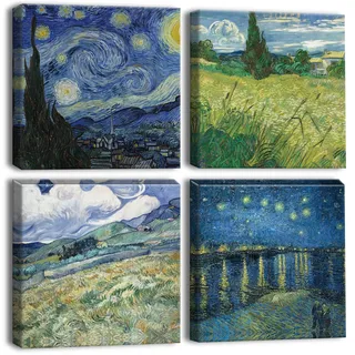 Artscope 4 Teilig Leinwandbilder mit Ansicht von Grün Motiv Kunstdruck - Moderne Wandbild für Küche Badezimmer Wohnzimmer Wanddekoration - 30 x 30 cm