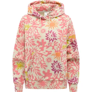 Kapuzenpullover RAGWEAR "Kapuzenpullover Pirita Print", Damen, Gr. M, rosa (pink combo26), Obermaterial: 70% Baumwolle CO. 30% Polyester PES. Futter: 70% Baumwolle CO. 30% Polyester PES., hoch geschlossener Ausschnitt, Ärmel ohne Ärmelschlitz Rippbündchen, Pullover Kapuzenpullover