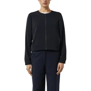 Boleroblazer COMMA, Damen, Gr. 42, navy, Web, Obermaterial: 97% Polyester, 3% Elasthan. Futter: 100% Polyester, unifarben, bequem hüftlang, Rundhals, Blazer Boleroblazer, kurz, mit Reißverschluss