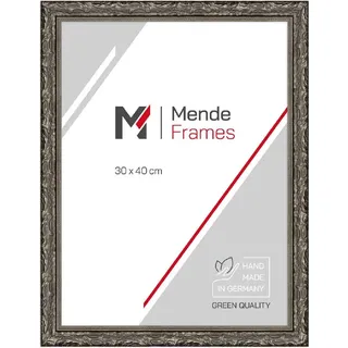MendeFrames H530 Barocker Fotorahmen aus Holz mit silberner Oberfläche 20x60 cm mit künstlichem Glas