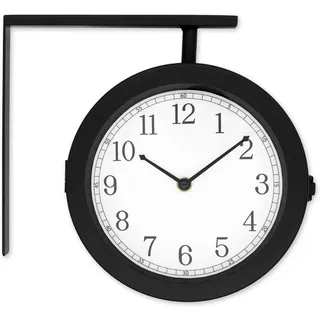 Wall-Art Wanduhr Bahnhofsuhr Schwarz-Weiß 28x 25,3 cm