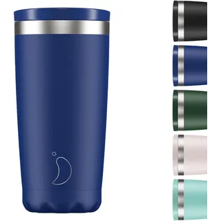 Chilly's Original Kaffeebecher - Reise-Thermo-Tasse für kalte und heiße Getränke - Mehrwegbecher mit Deckel - Doppelwandig und Vakuumisoliert - Edelstahl - 500ml - Mattblau