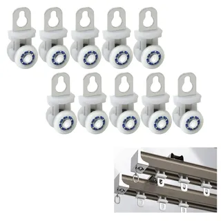 Vorhang Track Roller Vorhangschiene Aluminium - Vorhangschienen Gleiten Gardinenschiene Metall Zwei RäDern Drapery-Schiene Richtungsrolle GeräUschlose Umlenkrolle Gardinen Schiebevorhang 10 StüCke