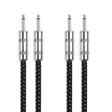 Cable Matters 2er-Pack Geflochtenes TS Lautsprecherkabel 1,8m (6,35mm TS Kabel, 6,35 mm Lautsprecher Kabel) in Schwarz - 1,8 Meter