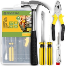 BLOSTM Basic Home Tool Kit – 5-teiliges wesentliches Handwerkzeug-Set für Hausbesitzer oder Notfall-kleines Werkzeugset für unterwegs, praktisches DIY-Werkzeug-Set – Set mit 5